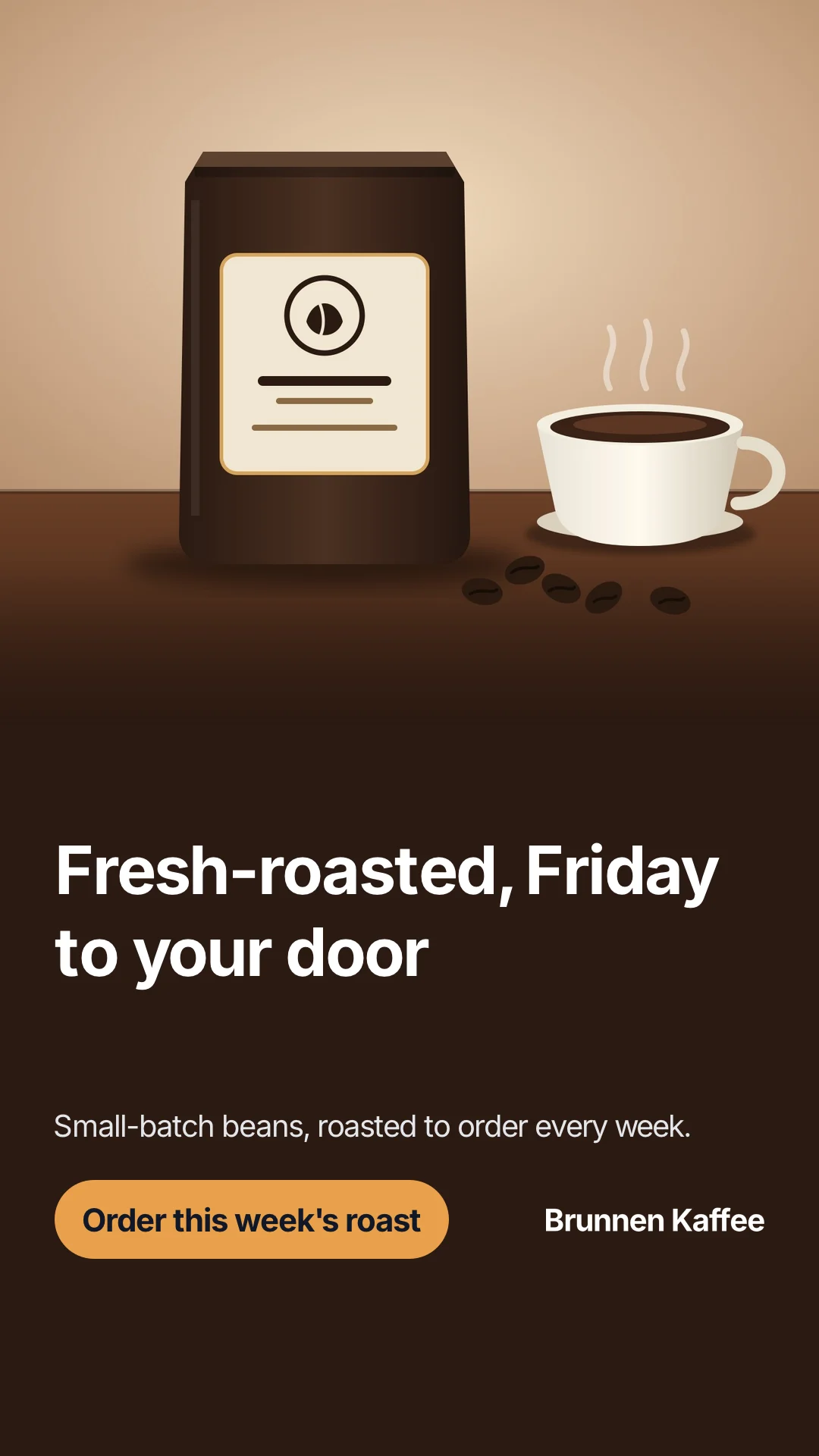Brunnen Kaffee: Fresh-roasted, Friday to your door — 9:16 render