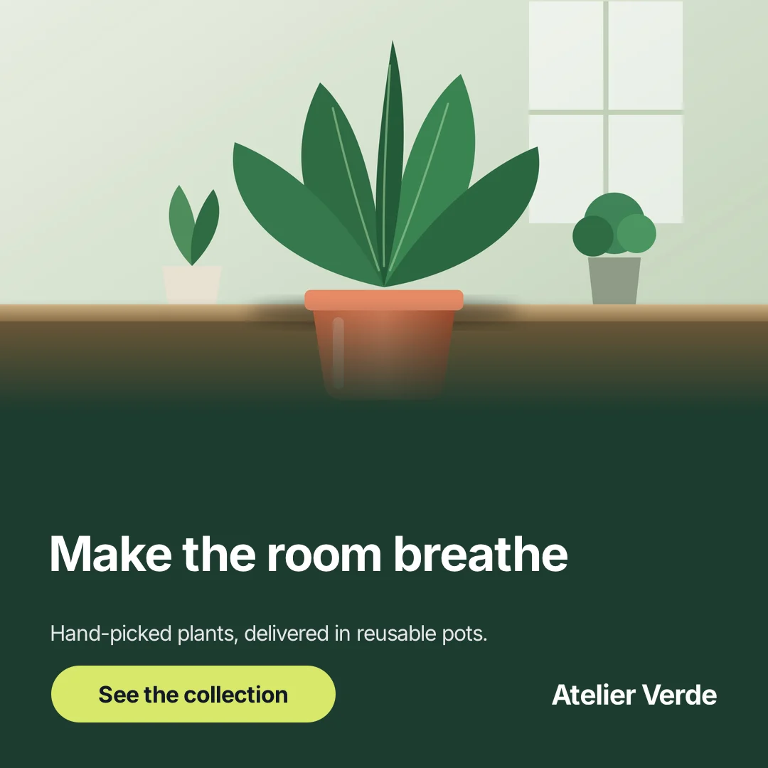 Atelier Verde: Make the room breathe — 1:1 render