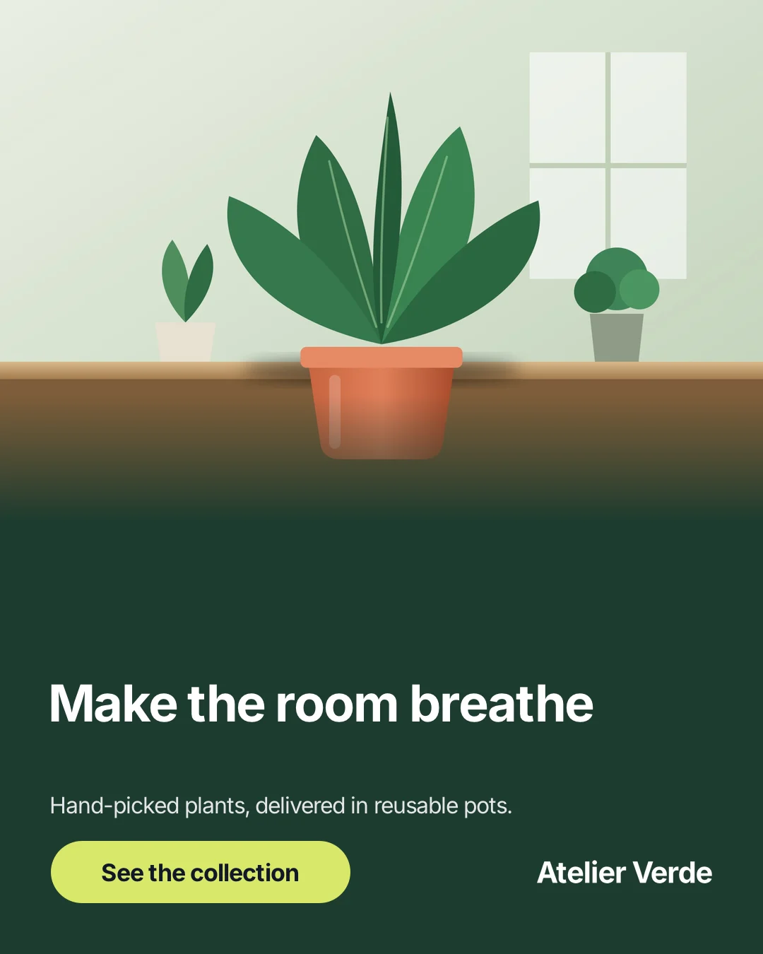 Atelier Verde: Make the room breathe — 4:5 render